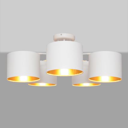 Candelabro montado à superfície ALBA 5xE27/15W/230V branco/dourado