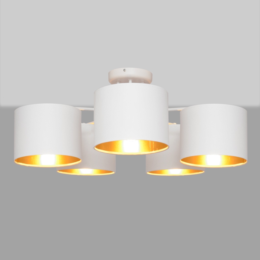 Candelabro montado à superfície ALBA 5xE27/15W/230V branco/dourado