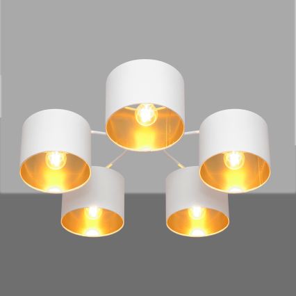Candelabro montado à superfície ALBA 5xE27/15W/230V branco/dourado