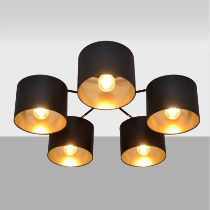 Candelabro montado à superfície ALBA 5xE27/15W/230V preto/dourado