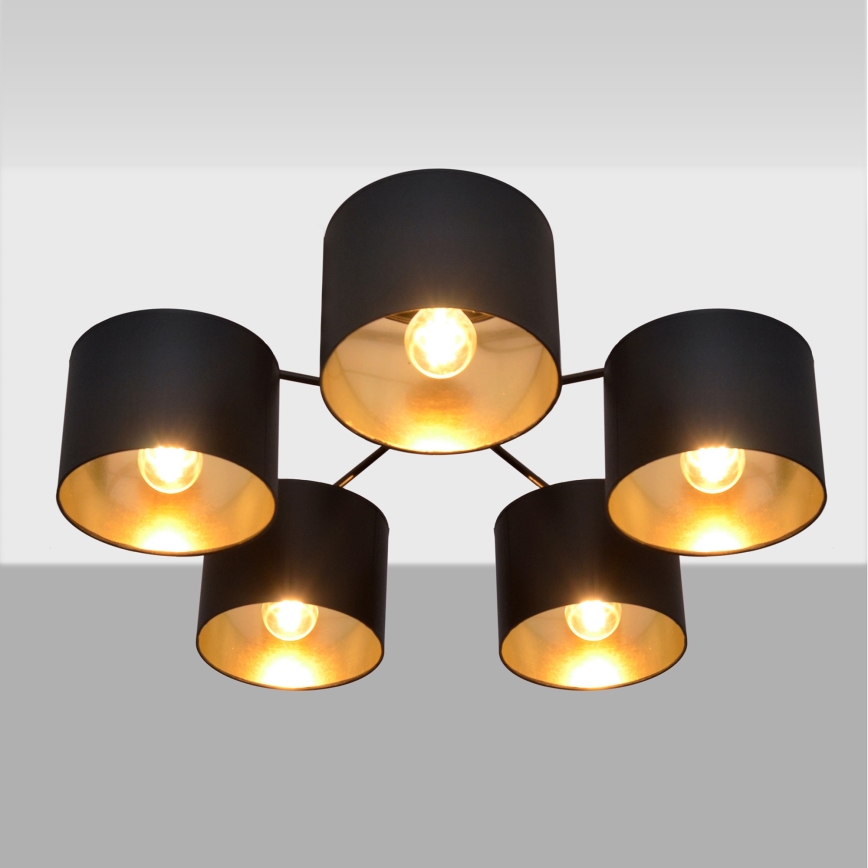 Candelabro montado à superfície ALBA 5xE27/15W/230V preto/dourado