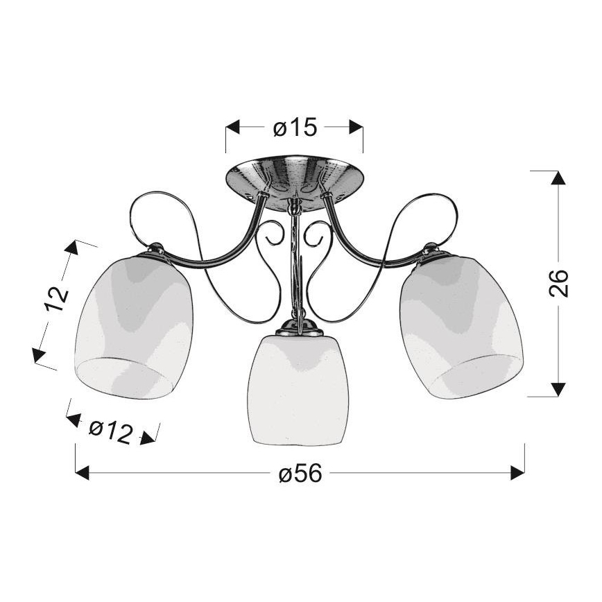 Candelabro montado à superfície AMBA 3xE27/40W/230V