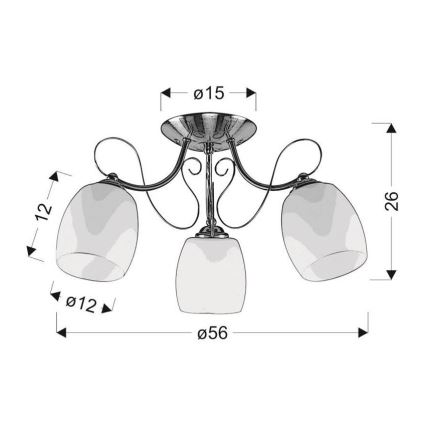 Candelabro montado à superfície AMBA 3xE27/40W/230V