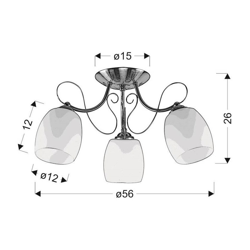 Candelabro montado à superfície AMBA 3xE27/40W/230V