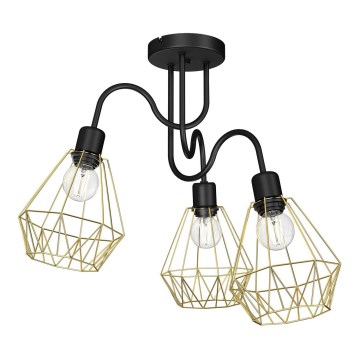 Candelabro montado à superfície BERGEN 3xE27/60W/230V preto/dourado