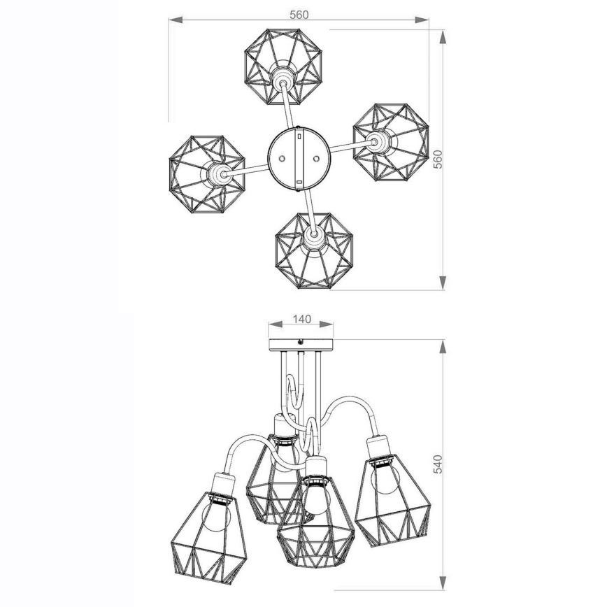 Candelabro montado à superfície BERGEN 4xE27/60W/230V
