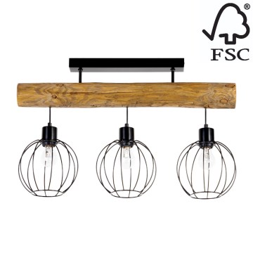 Candelabro montado à superfície BERIS 3xE27/25W/230V pinho - certificado por FSC