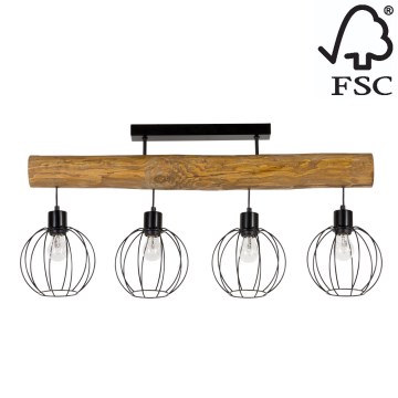 Candelabro montado à superfície BERIS 4xE27/25W/230V pinho - certificado por FSC