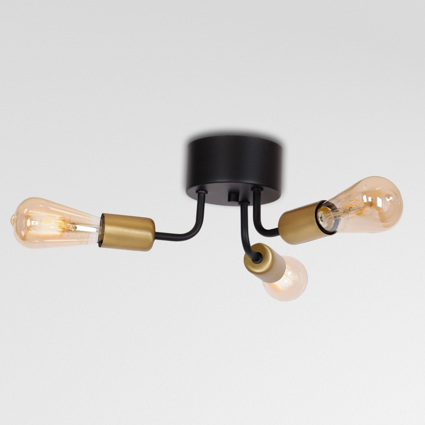 Candelabro montado à superfície BRENDA 3xE27/60W/230V preto/dourado