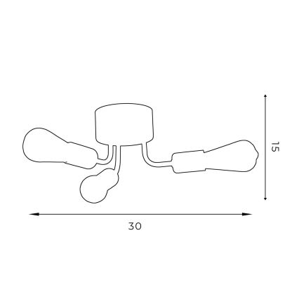 Candelabro montado à superfície BRENDA 3xE27/60W/230V preto/dourado