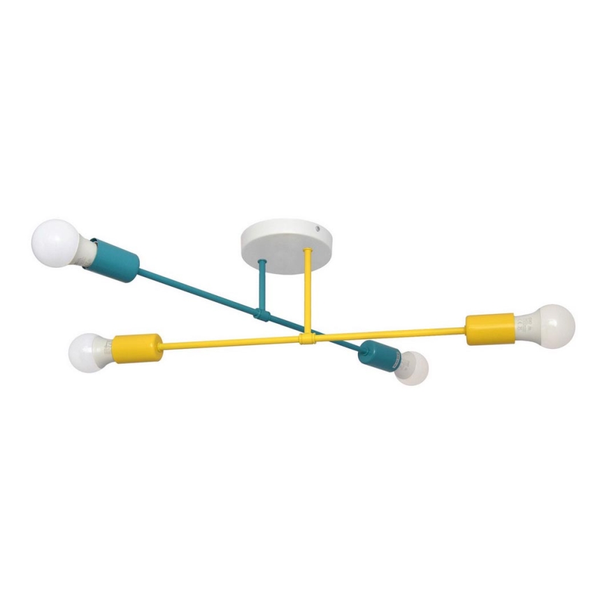 Candelabro montado à superfície CAMBRIDGE 4xE27/20W/230V azul/amarelo