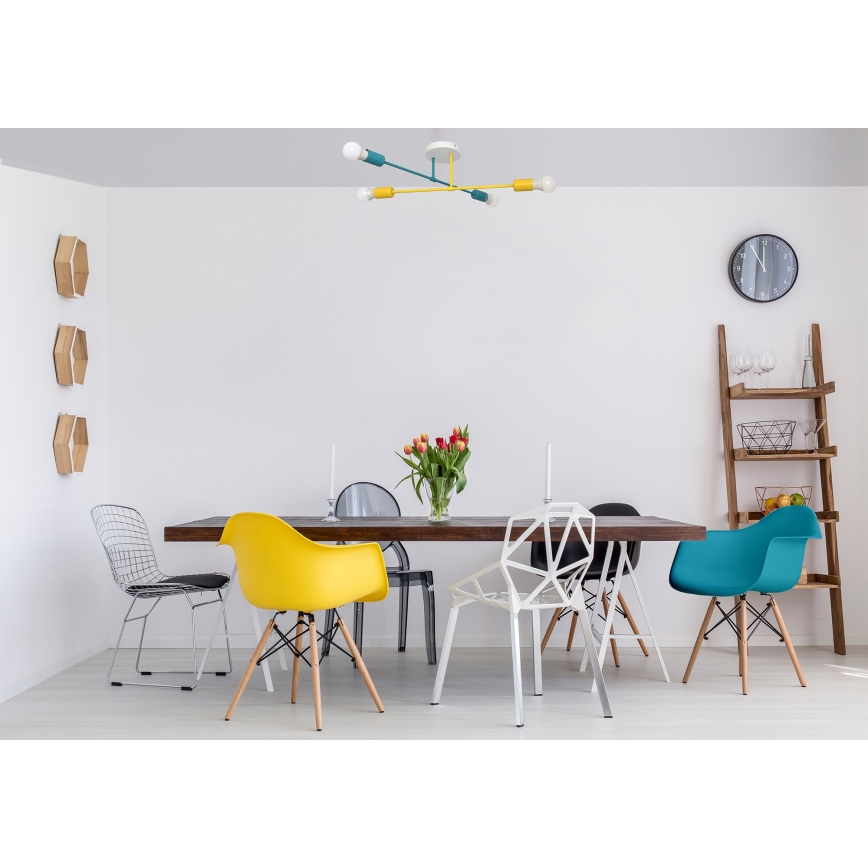 Candelabro montado à superfície CAMBRIDGE 4xE27/20W/230V azul/amarelo