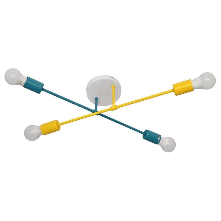 Candelabro montado à superfície CAMBRIDGE 4xE27/20W/230V azul/amarelo