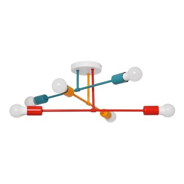 Candelabro montado à superfície CAMBRIDGE 6xE27/20W/230V azul/vermelho/laranja