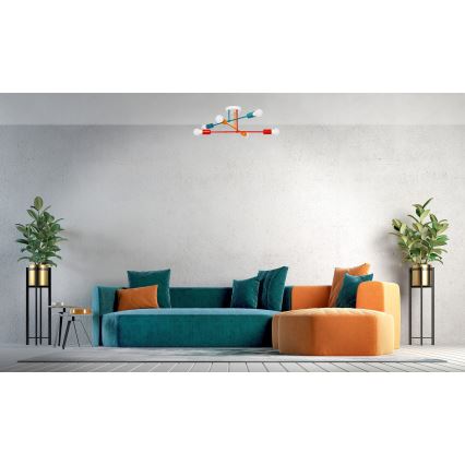 Candelabro montado à superfície CAMBRIDGE 6xE27/20W/230V azul/vermelho/laranja