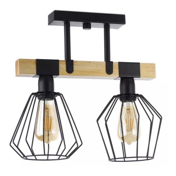 Candelabro montado à superfície CAMEROON 2xE27/60W/230V preto/madeira