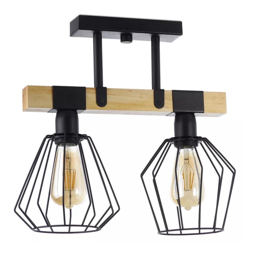 Candelabro montado à superfície CAMEROON 2xE27/60W/230V preto/madeira