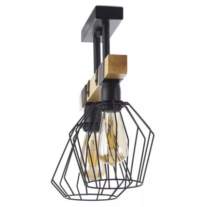 Candelabro montado à superfície CAMEROON 2xE27/60W/230V preto/madeira