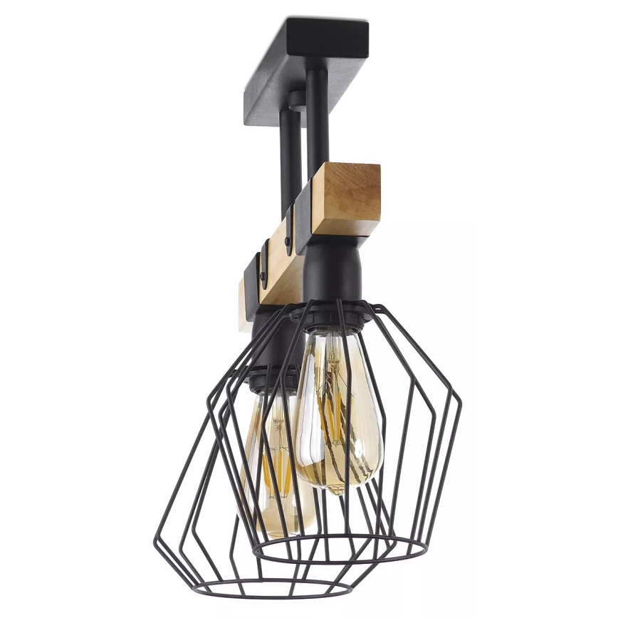 Candelabro montado à superfície CAMEROON 2xE27/60W/230V preto/madeira