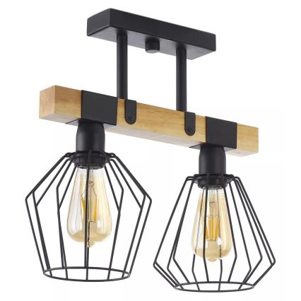 Candelabro montado à superfície CAMEROON 2xE27/60W/230V preto/madeira