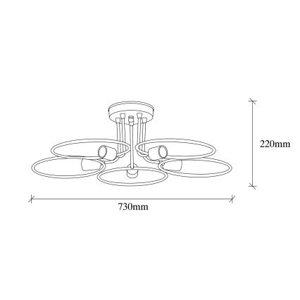Candelabro montado à superfície CIRCLE 5xE27/40W/230V