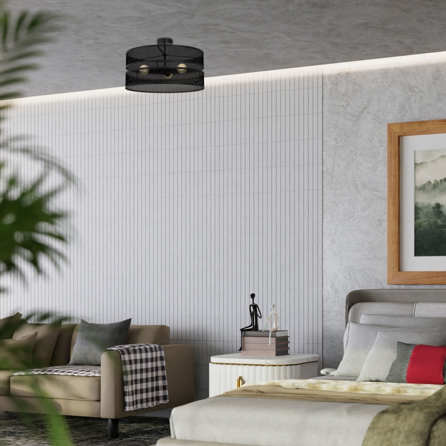 Candelabro montado à superfície GLUM 3xE27/60W/230V preto