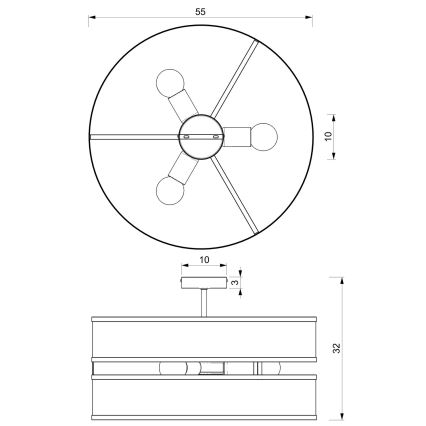 Candelabro montado à superfície GLUM 3xE27/60W/230V preto