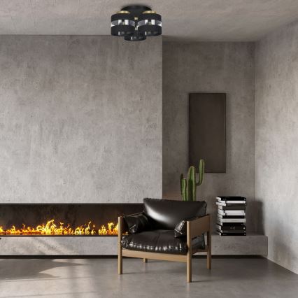 Candelabro montado à superfície HAVARD 3xE27/60W/230V preto/latão