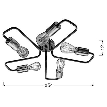 Candelabro montado à superfície HERPE 5xE27/60W/230V