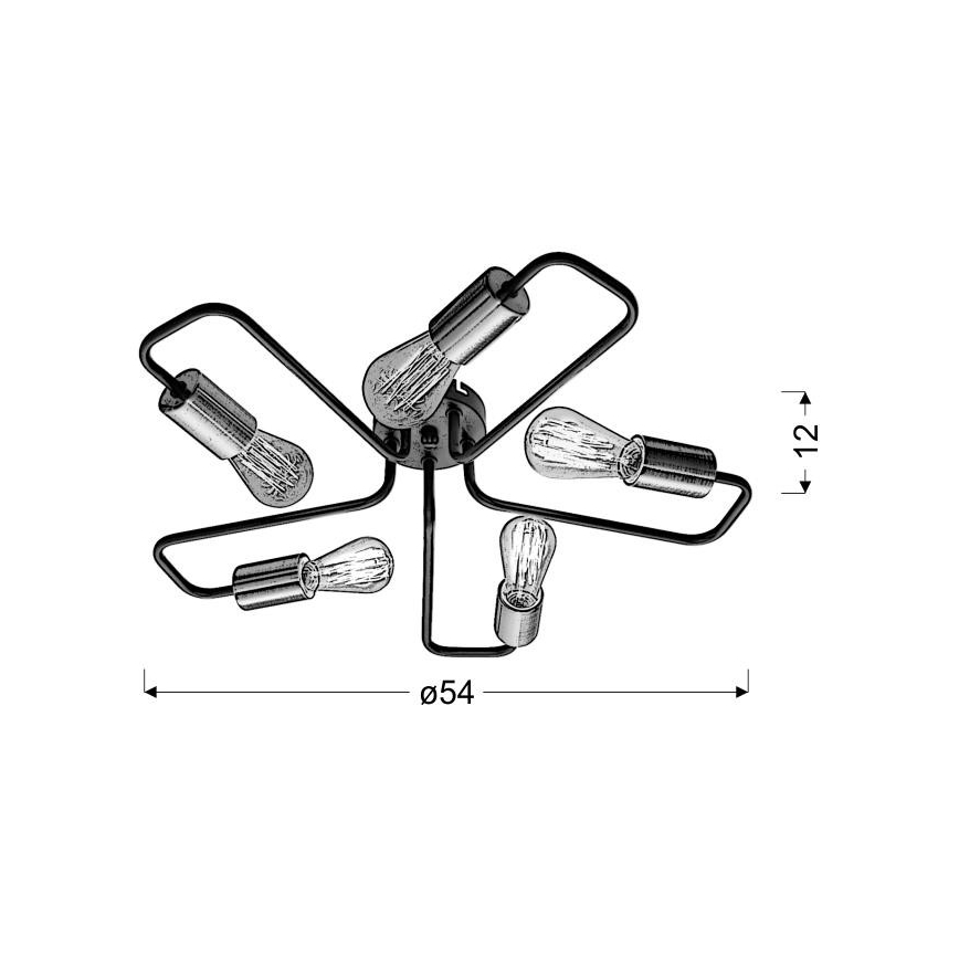 Candelabro montado à superfície HERPE 5xE27/60W/230V