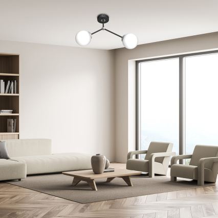 Candelabro montado à superfície JOY 2xE14/40W/230V preto/cromado brilhante