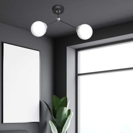 Candelabro montado à superfície JOY 2xE14/40W/230V preto/cromado brilhante