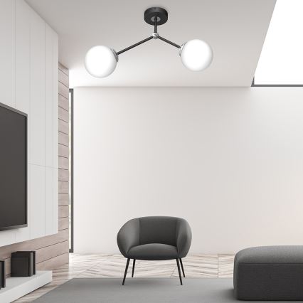 Candelabro montado à superfície JOY 2xE14/40W/230V preto/cromado brilhante