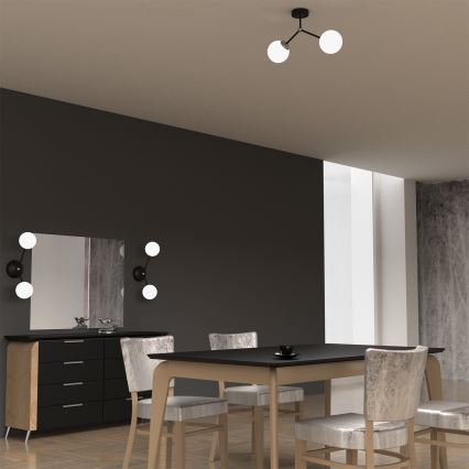 Candelabro montado à superfície JOY 2xE14/40W/230V preto/cromado brilhante