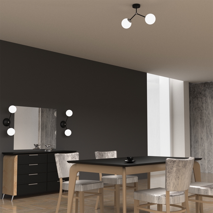 Candelabro montado à superfície JOY 2xE14/40W/230V preto/cromado brilhante