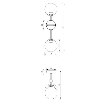 Candelabro montado à superfície JOY 2xE14/40W/230V preto/cromado brilhante