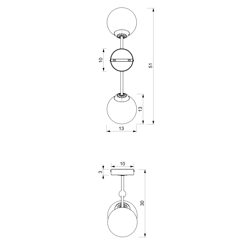 Candelabro montado à superfície JOY 2xE14/40W/230V preto/cromado brilhante