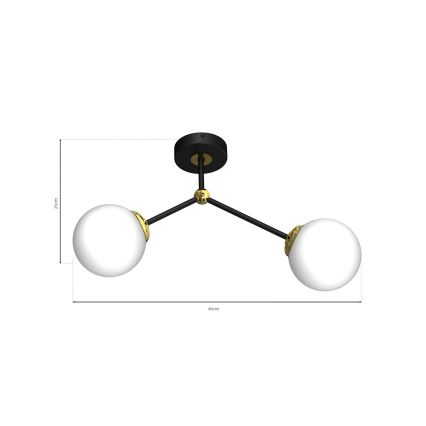 Candelabro montado à superfície JOY 2xE14/40W/230V preto/dourado