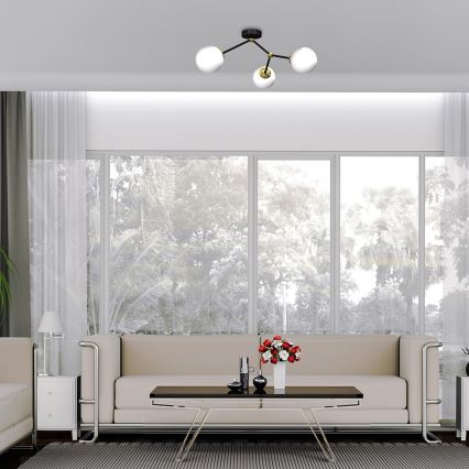 Candelabro montado à superfície JOY 3xE14/40W/230V preto/dourado