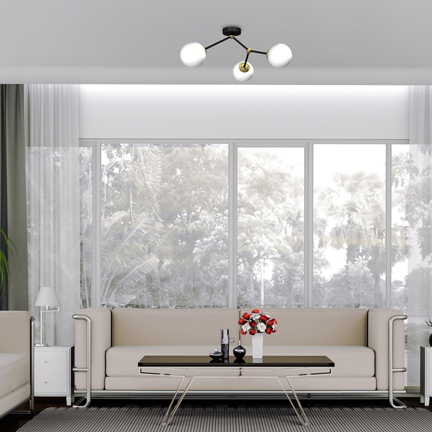 Candelabro montado à superfície JOY 3xE14/40W/230V preto/dourado