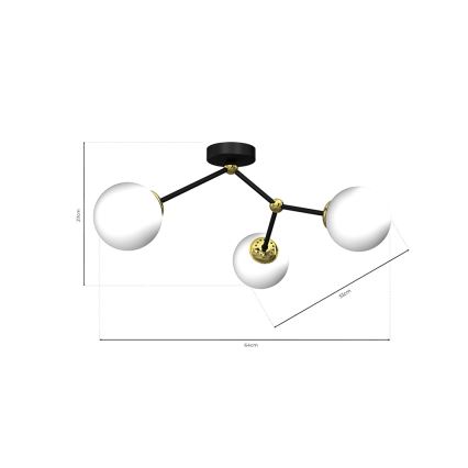 Candelabro montado à superfície JOY 3xE14/40W/230V preto/dourado