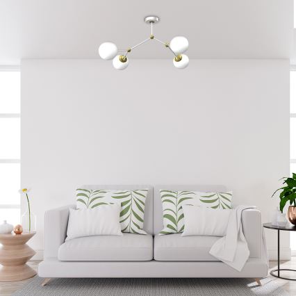 Candelabro montado à superfície JOY 4xE14/40W/230V branco/dourado