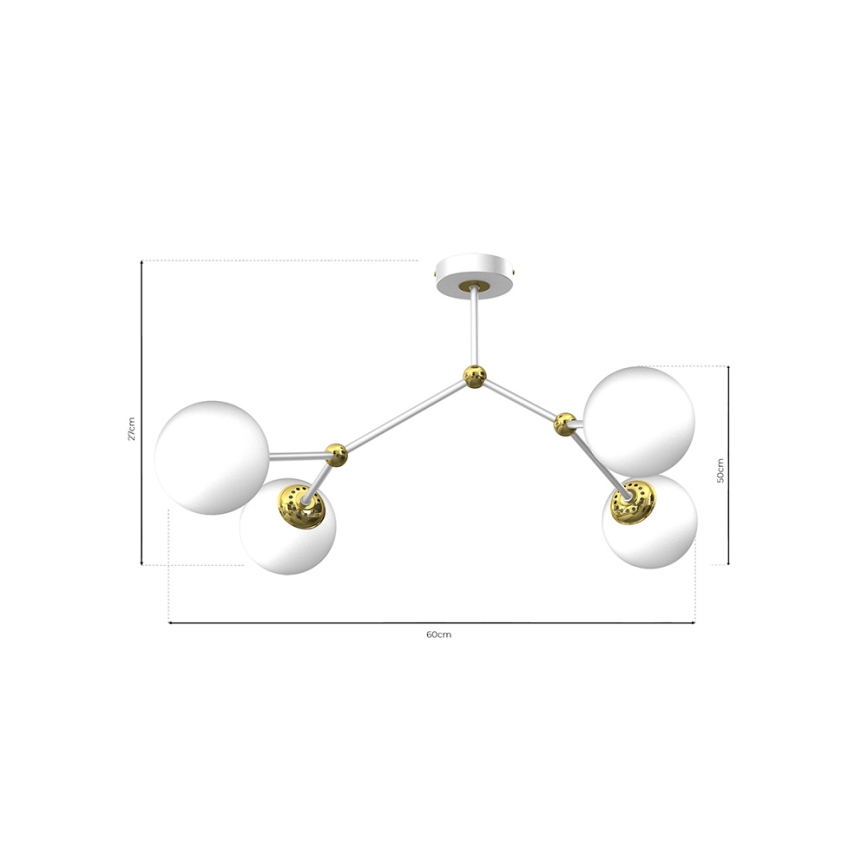 Candelabro montado à superfície JOY 4xE14/40W/230V branco/dourado
