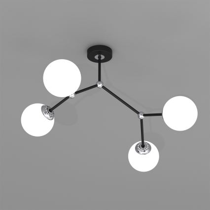 Candelabro montado à superfície JOY 4xE14/40W/230V preto/cromado brilhante
