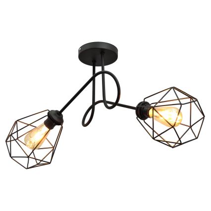 Candelabro montado à superfície KARO 2xE27/15W/230V preto