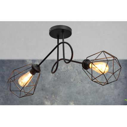 Candelabro montado à superfície KARO 2xE27/15W/230V preto