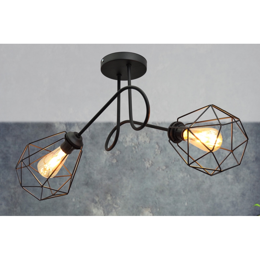 Candelabro montado à superfície KARO 2xE27/15W/230V preto