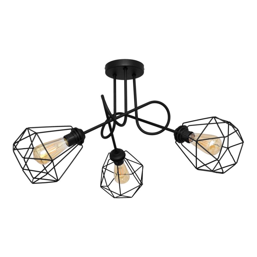Candelabro montado à superfície KARO 3xE27/15W/230V preto