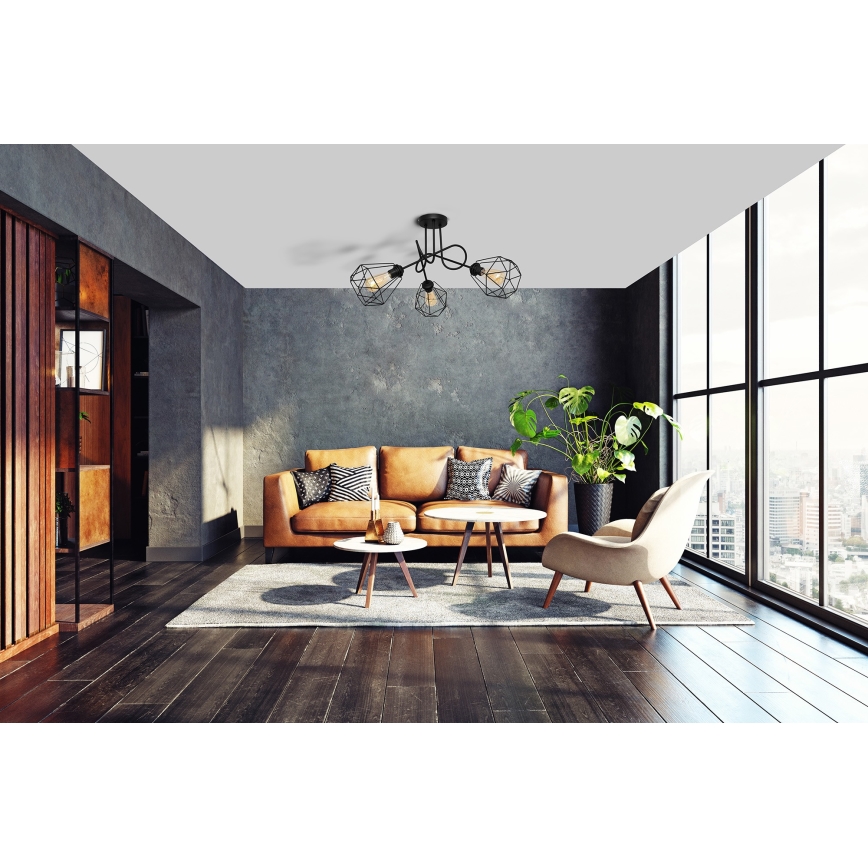 Candelabro montado à superfície KARO 3xE27/15W/230V preto