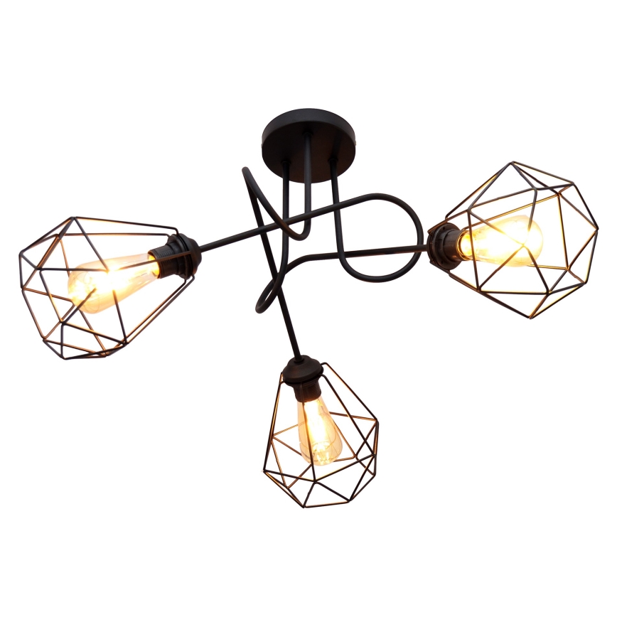 Candelabro montado à superfície KARO 3xE27/15W/230V preto
